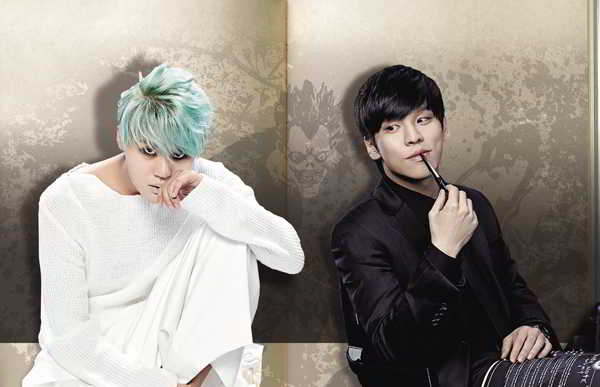 L karakterini oynayacak Kim Junsu(solda), Light karakterini oynayacak Hong Kwang Ho(sağda)