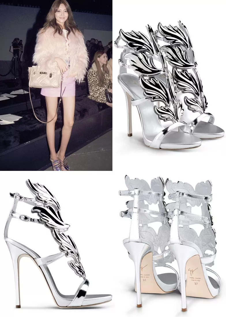 Girls-Generation-Choi-Sooyoung-Coach-2015-Fall-Winter-Runway-Show-Giuseppe-Zanotti-Silver-Leather-Wing-Decal-Kanye-West-Edition-Stilettos