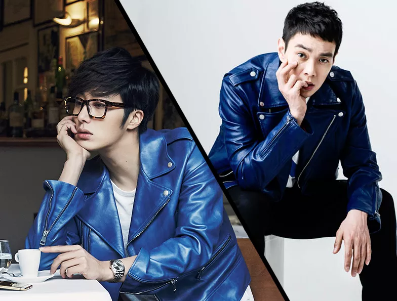 Jung-Il-Woo-InStyle-March-Lee-Kyu-Han-KWave-April-2015-Gucci-Blue-Leather-Jacket
