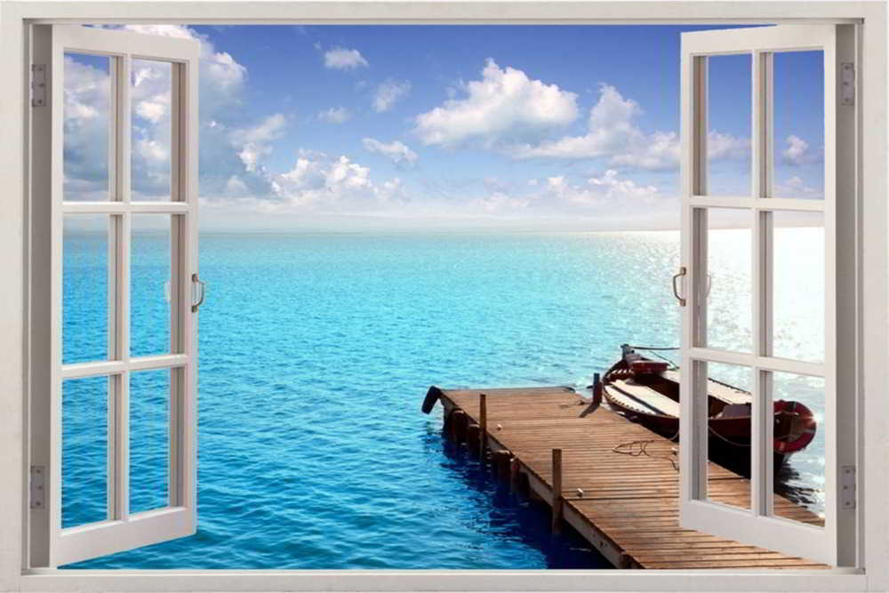 3d-decal-sticker-bingkai-jendela-gaya-berkualitas-tinggi-rumah-wallpaper-santai-perahu-karet-dengan-dermaga-ocean